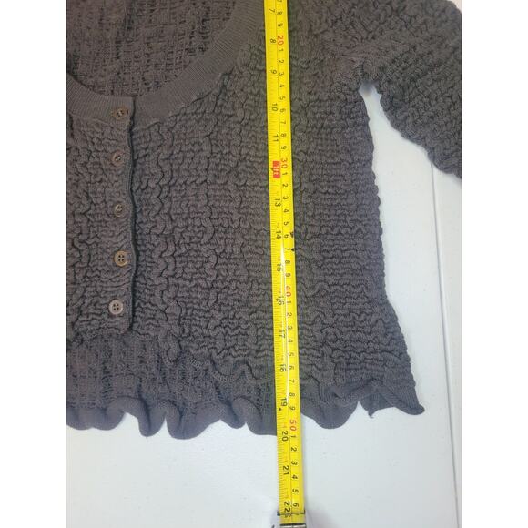 Free People Rosehip Cardi in Raven Feather Sz L Cropped Textured Knit Boho Chic - Picture 7 of 11